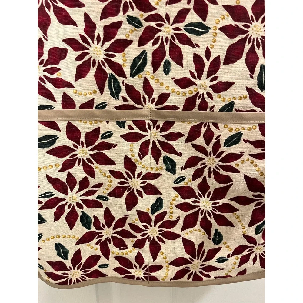 Handcrafted Poinsettia Kitchen Apron: Side Tie, XS-XL Ladies Size